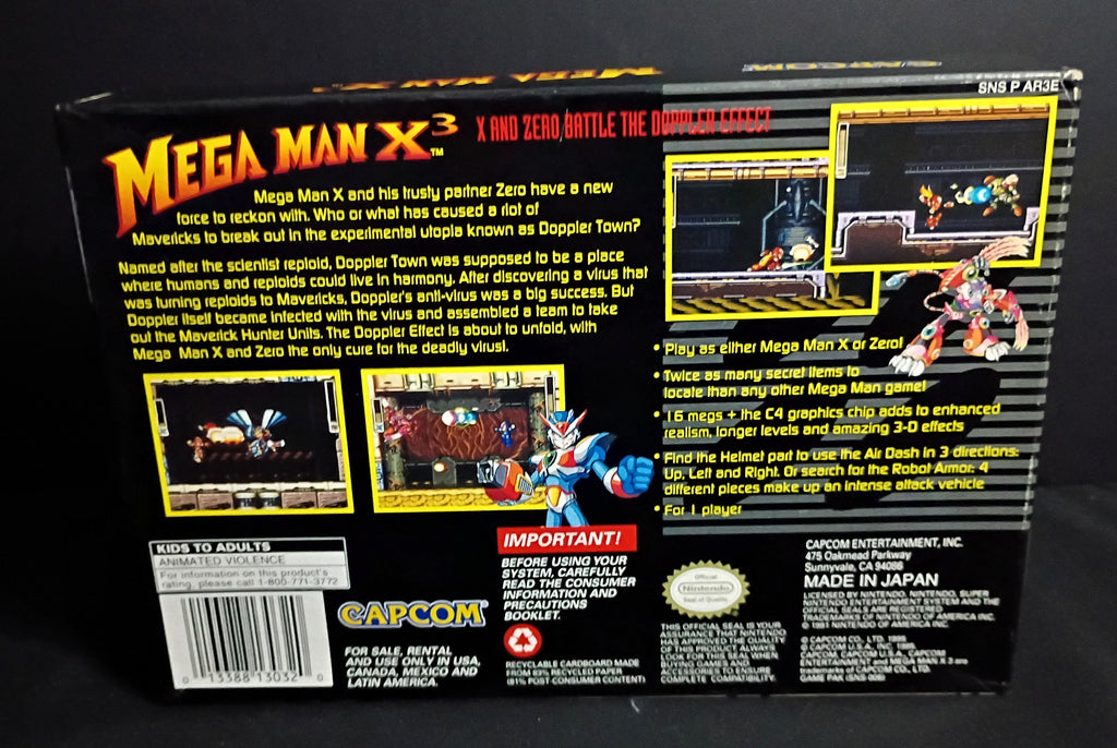 Mega Man X3 CIB with Reg Card - Very Rare